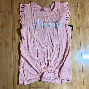 NWT NEW Pink S 6/6X Amour Girls Top with tie on bottom front